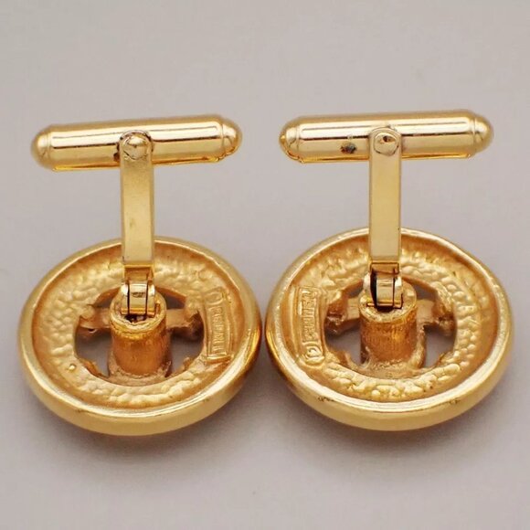 CHANEL CC Logo Round Cufflinks Gold-Plated GHW Accessory 62RL074 - Picture 11 of 11